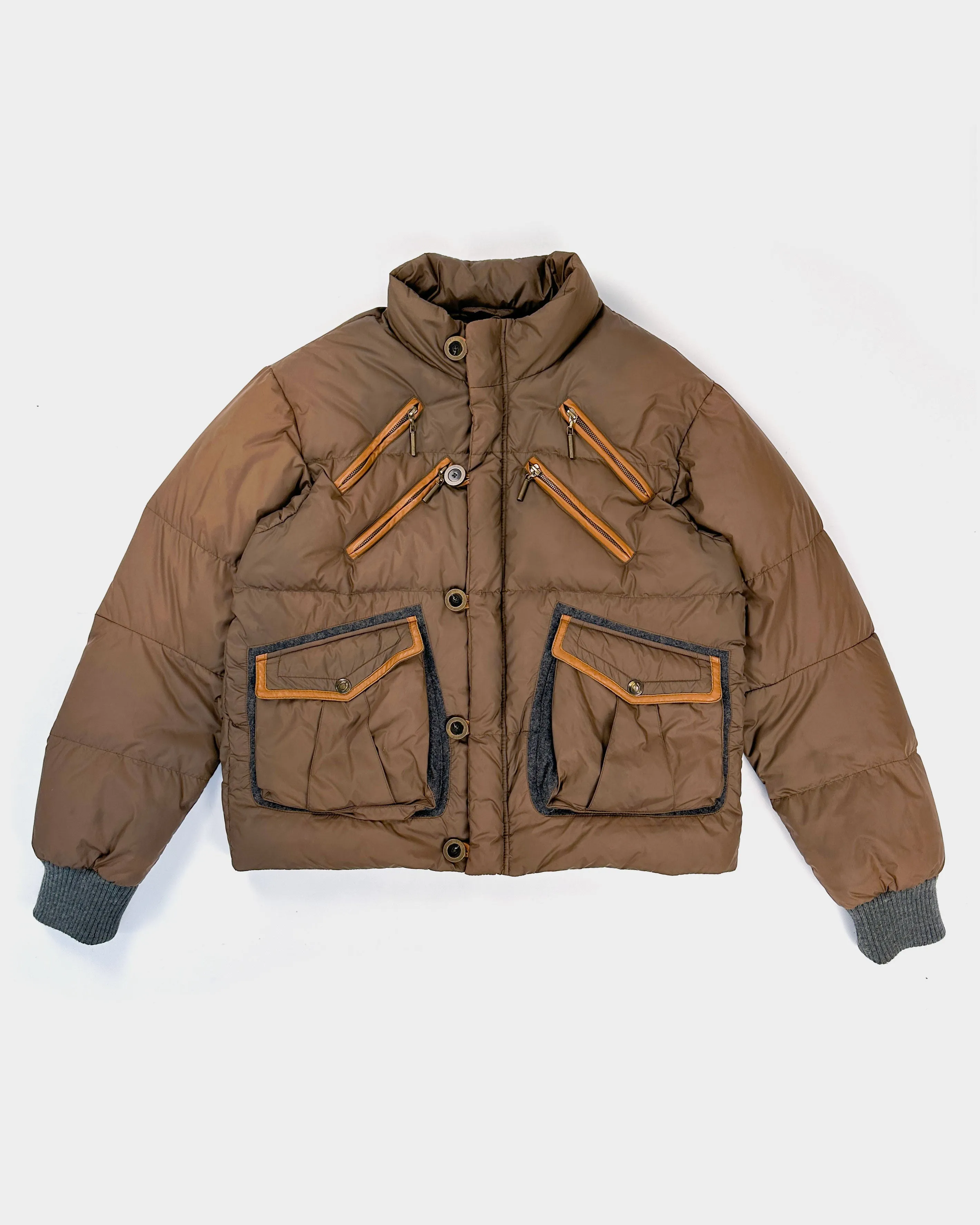 Just Cavalli Utility Brown Puffer Jacket 2000's