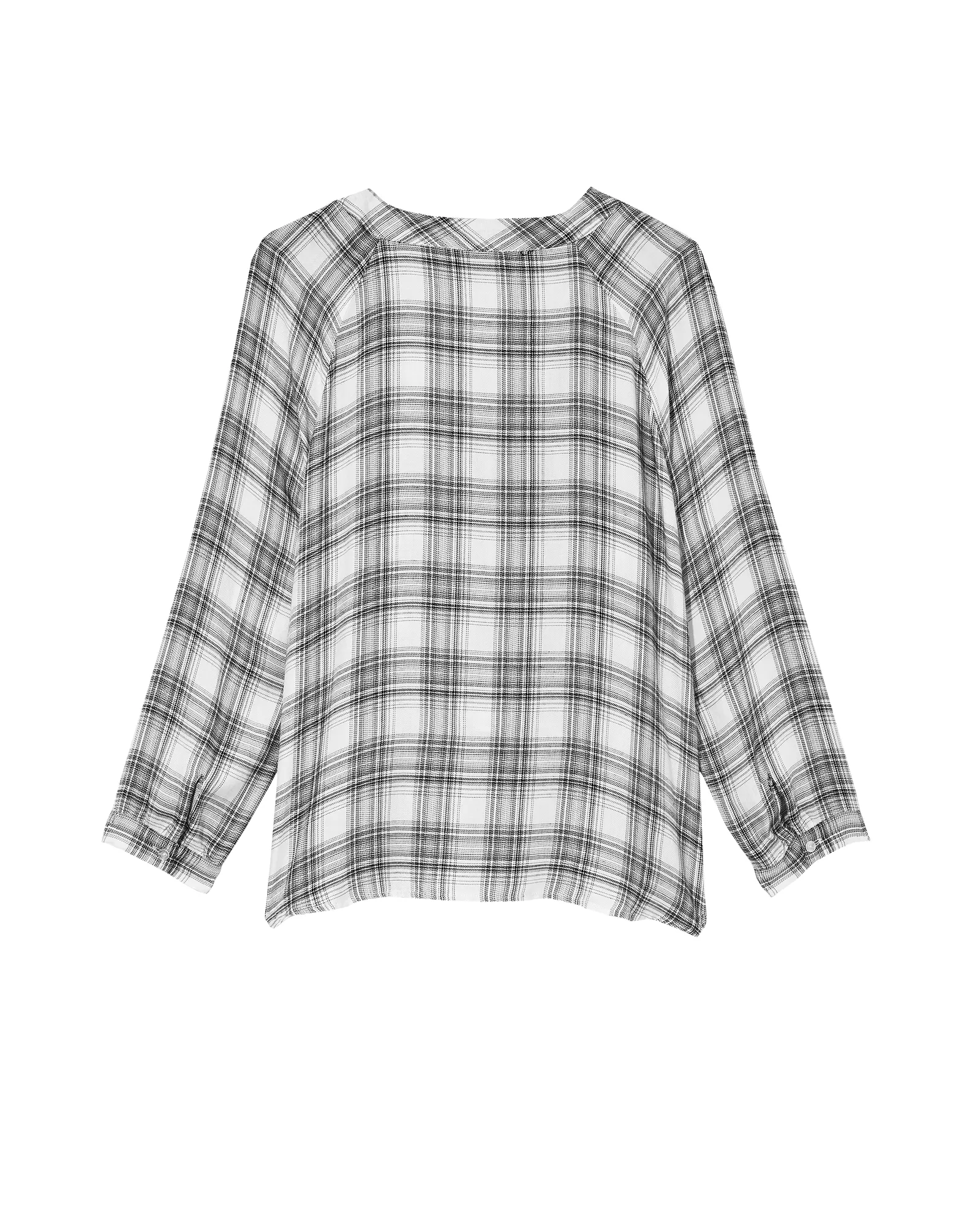 Kate Long Sleeve Raglan V-neck Button Down Shirt | White / Black