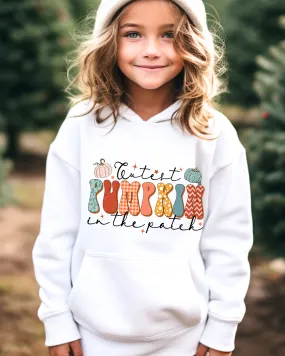 Kids Fall Hoodie, Cutest Pumpkin In The Patch Hooded Sweatshirt, Boys or Girls Fall Hooded Sweatshirt, Colorful Pastel Design