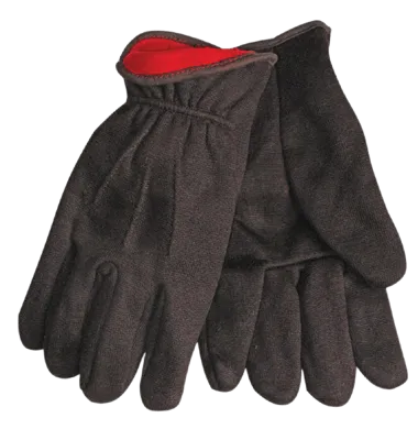 Kinco 820RL Brown 9 oz. Heavyweight Jersey Shirred Elastic Wrist Red Cotton Fleece Thermal Lining Gloves (One Dozen)