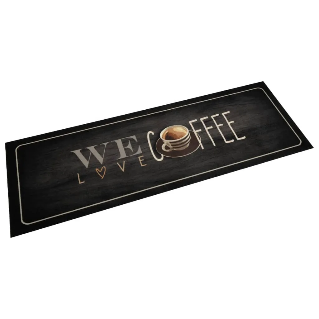 Kitchen Rug Washable Coffee Text 60x180 cm Velvet