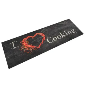 Kitchen Rug Washable Cooking Black 60x180 cm Velvet