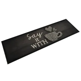 Kitchen Rug Washable Cup Black 45x150 cm Velvet