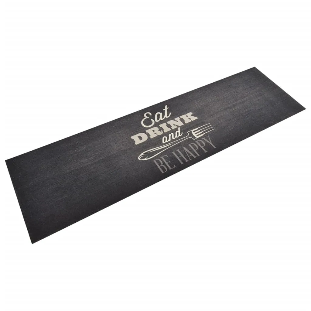 Kitchen Rug Washable Kitchen Black 45x150 cm Velvet