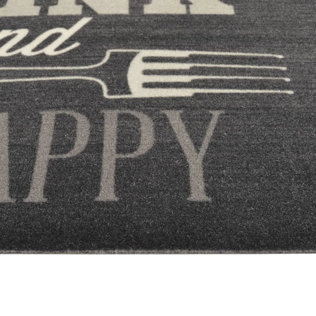 Kitchen Rug Washable Kitchen Black 45x150 cm Velvet