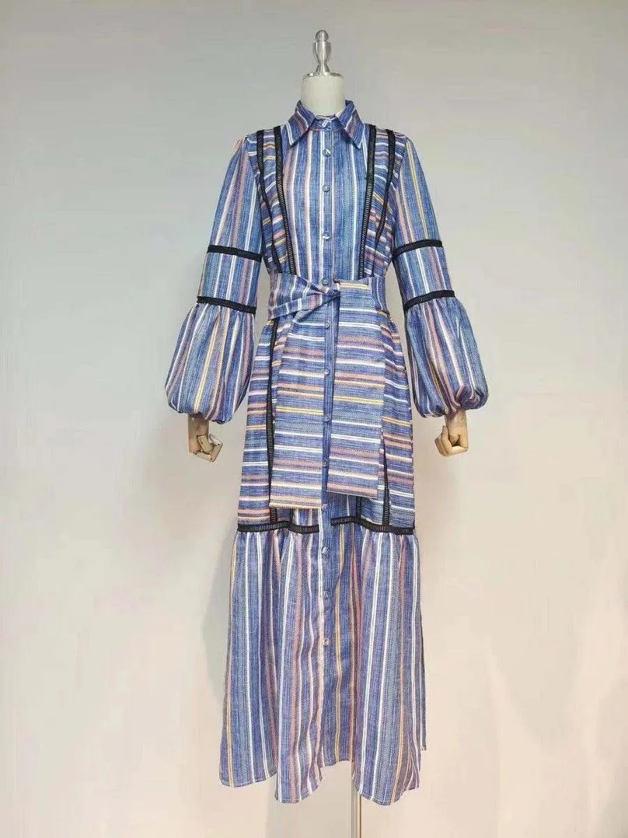 KittenAlarm - Vicki Stripe Pattern Maxi Dress