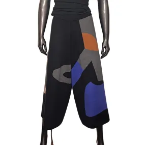 Knit Color Block Culottes - Black