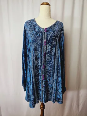 Krishna - Blue Vintage Velvet Jacket - Free Size