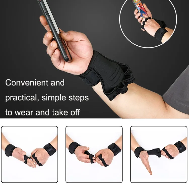 L Weightlifting Dumbbell Horizontal Bar Anti-cocoon Anti-slip Wrist Fitness Gloves(Black)