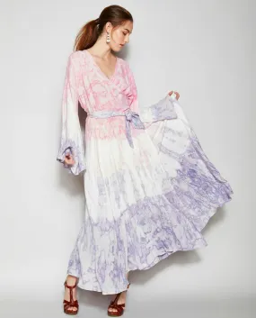 LAVENDER HEATHER TIE DYE WRAP DRESS