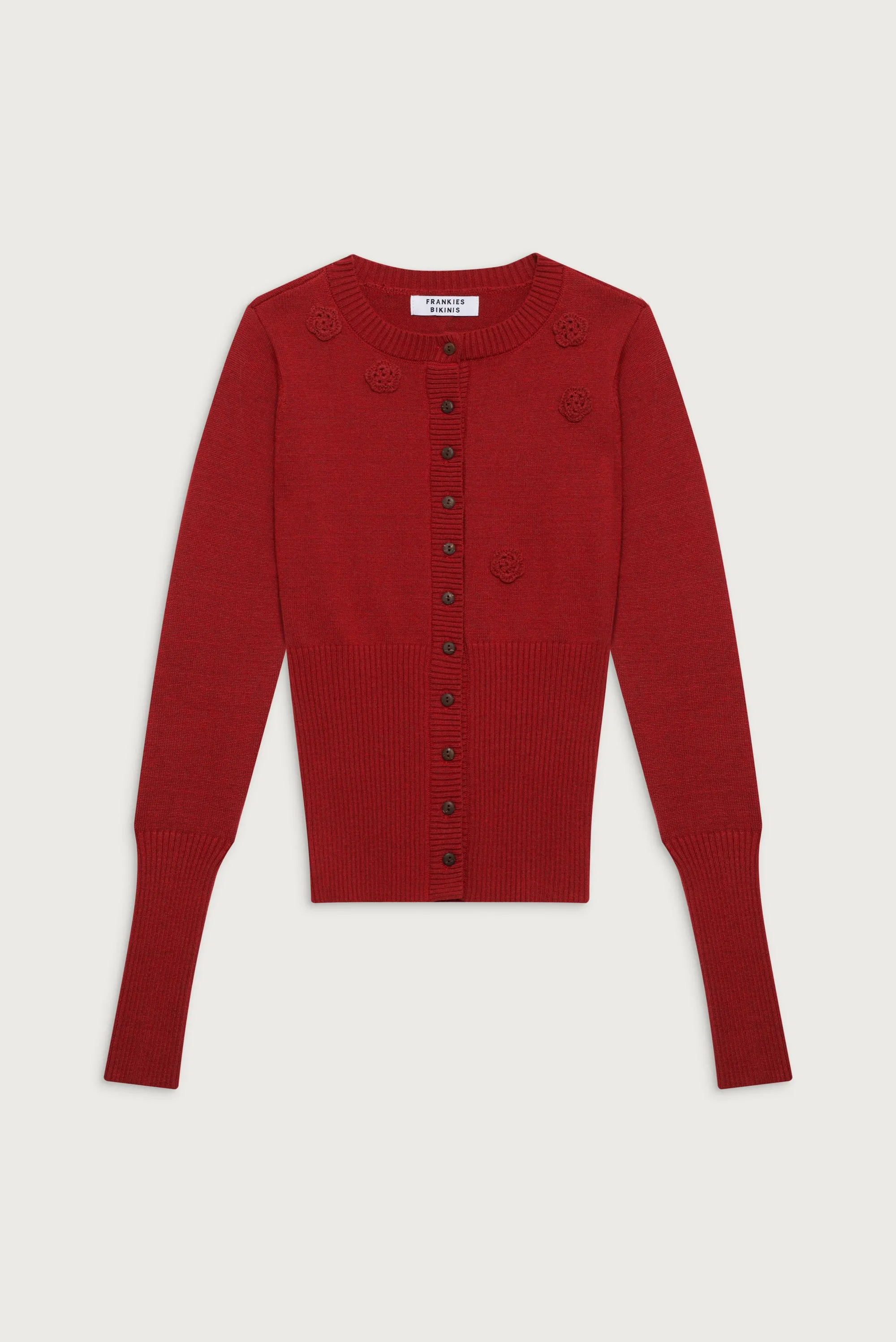 Lenon Cloud Knit Button Up Cardigan - Red Velvet