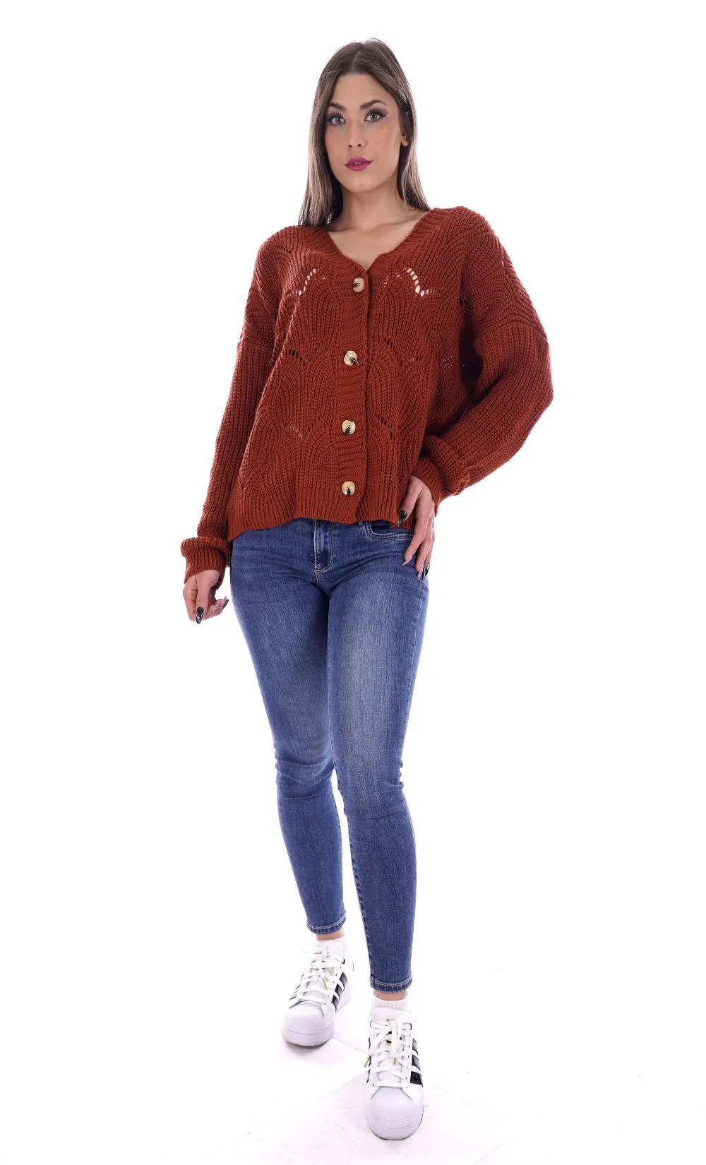 Lizalù Taglie Curvy Cardigan Marrone