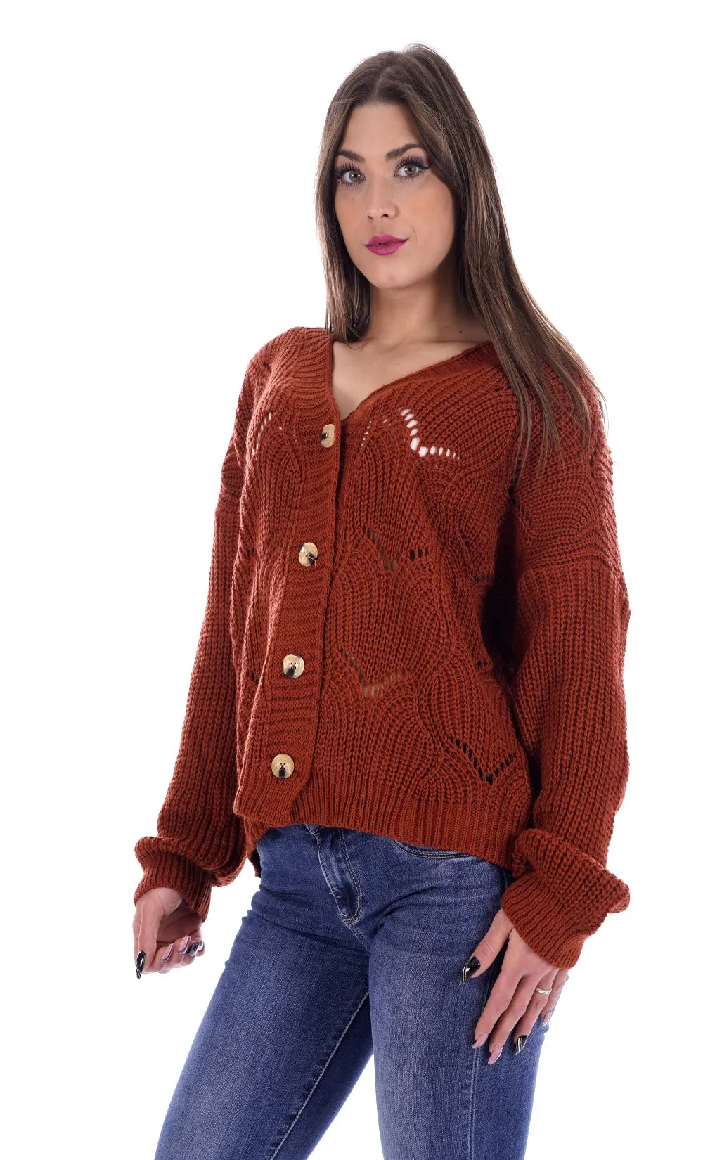 Lizalù Taglie Curvy Cardigan Marrone