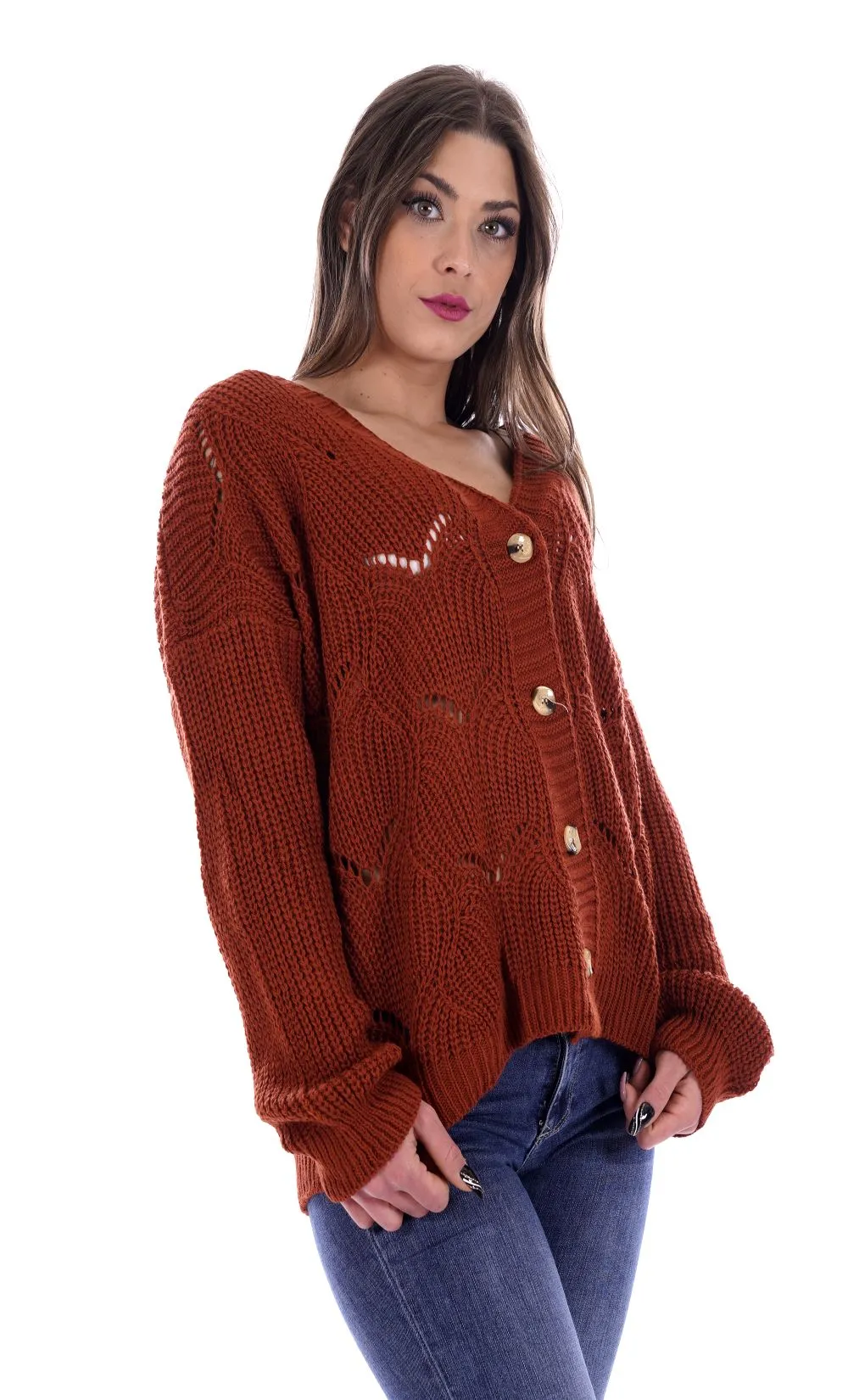 Lizalù Taglie Curvy Cardigan Marrone