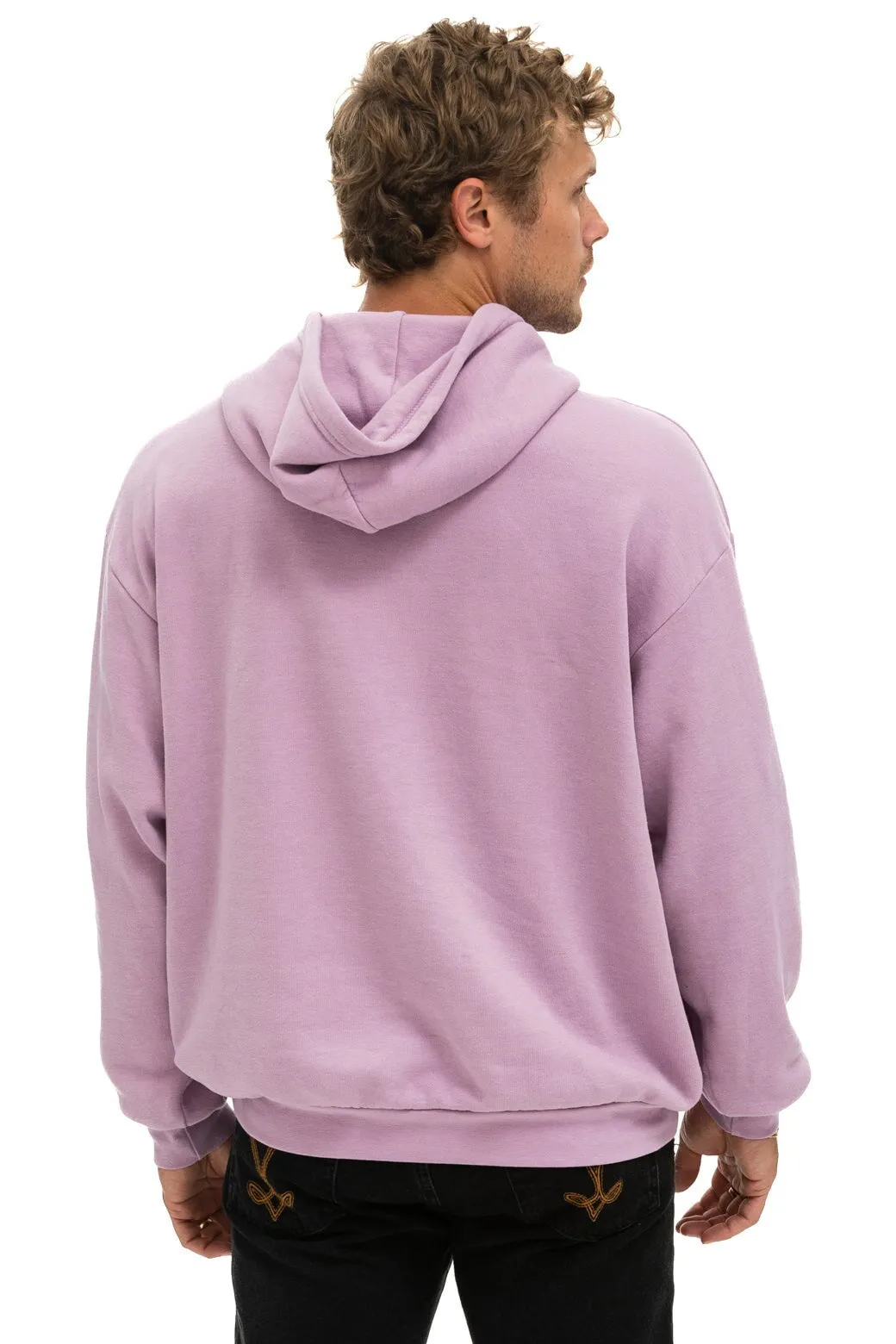 LOGO STITCH PULLOVER RELAXED HOODIE - MAUVE