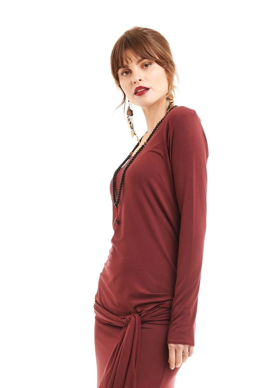 LONG SLEEVE TOP BURGUNDY