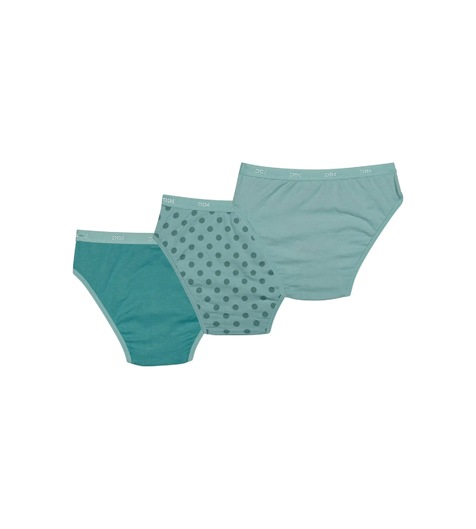 Lot de 3 culottes fille en coton stretch Vert d’Eau à pois Les Pockets