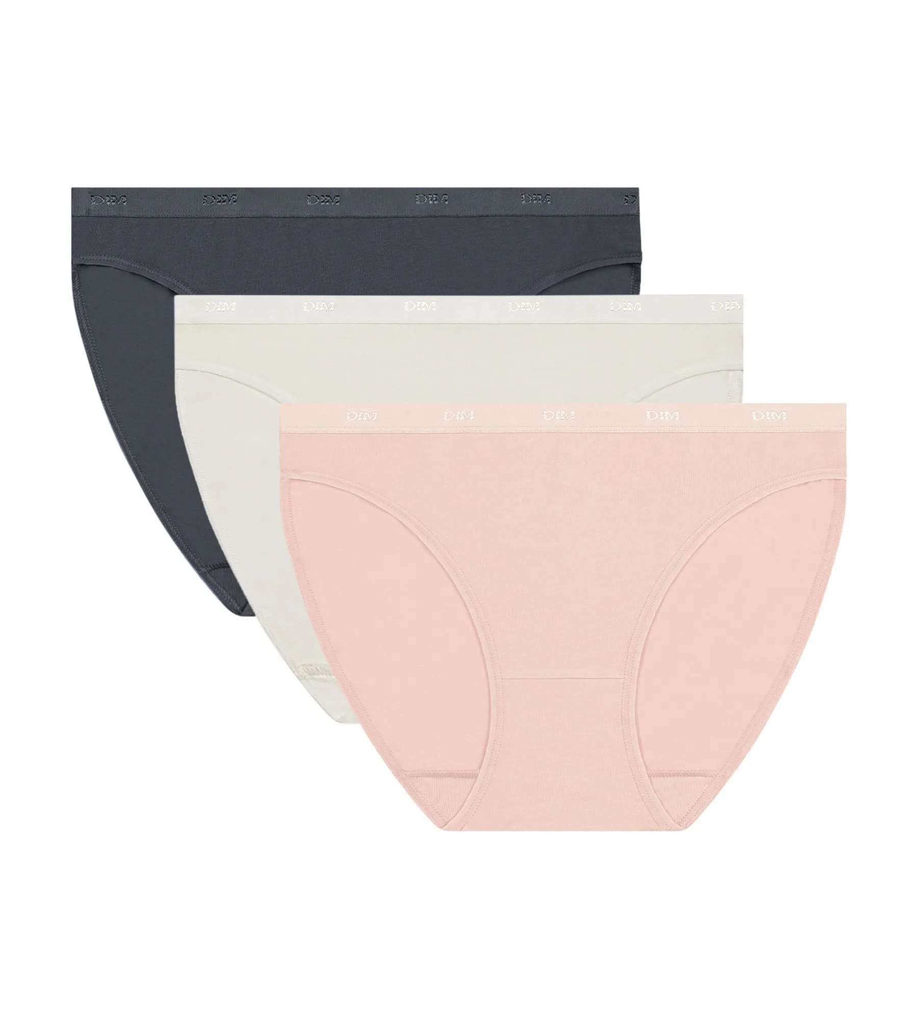 Lot de 3 slips femme coton stretch Bleu Rose Blanc Les Pockets EcoDim