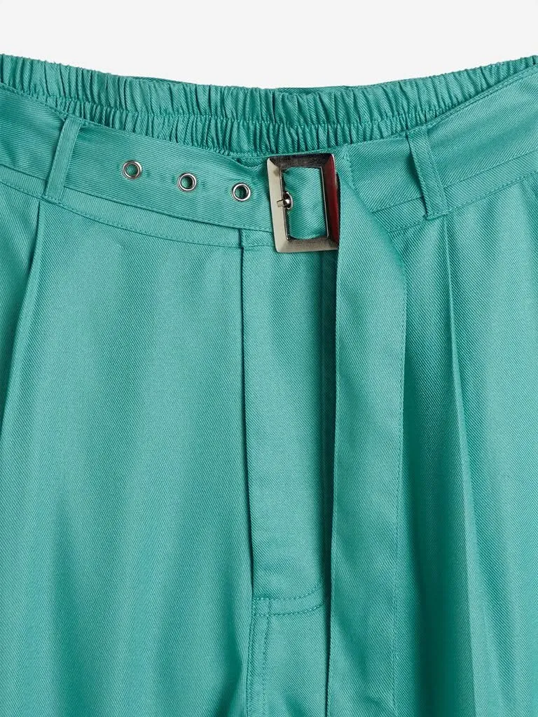 LOV Aqua Cargo-Style Pants With Belt