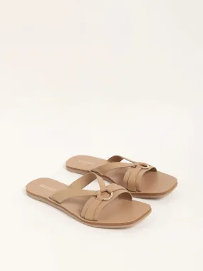 LUNA BLU Tan V Strap Sandals