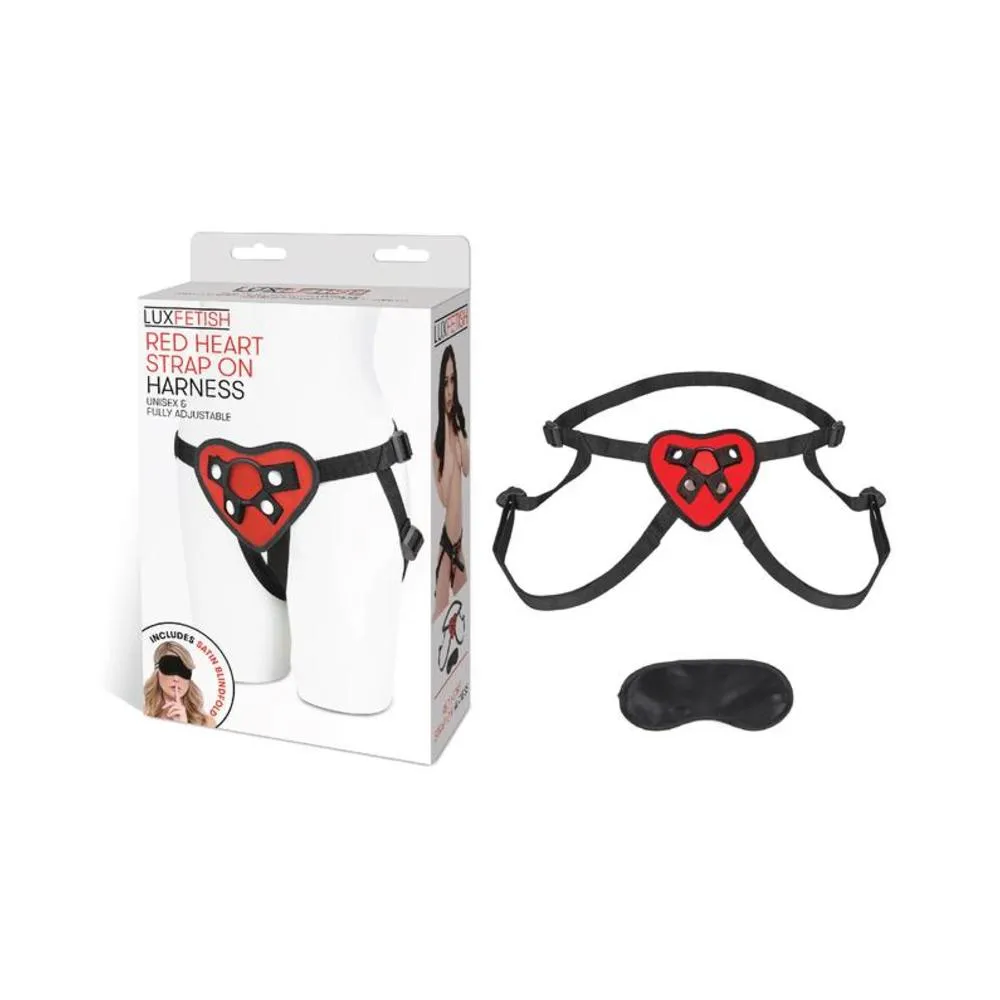 Lux Fetish Red Heart Strap On Harness O/S