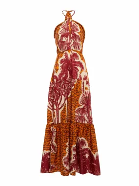 Maxi dress with palm tree print