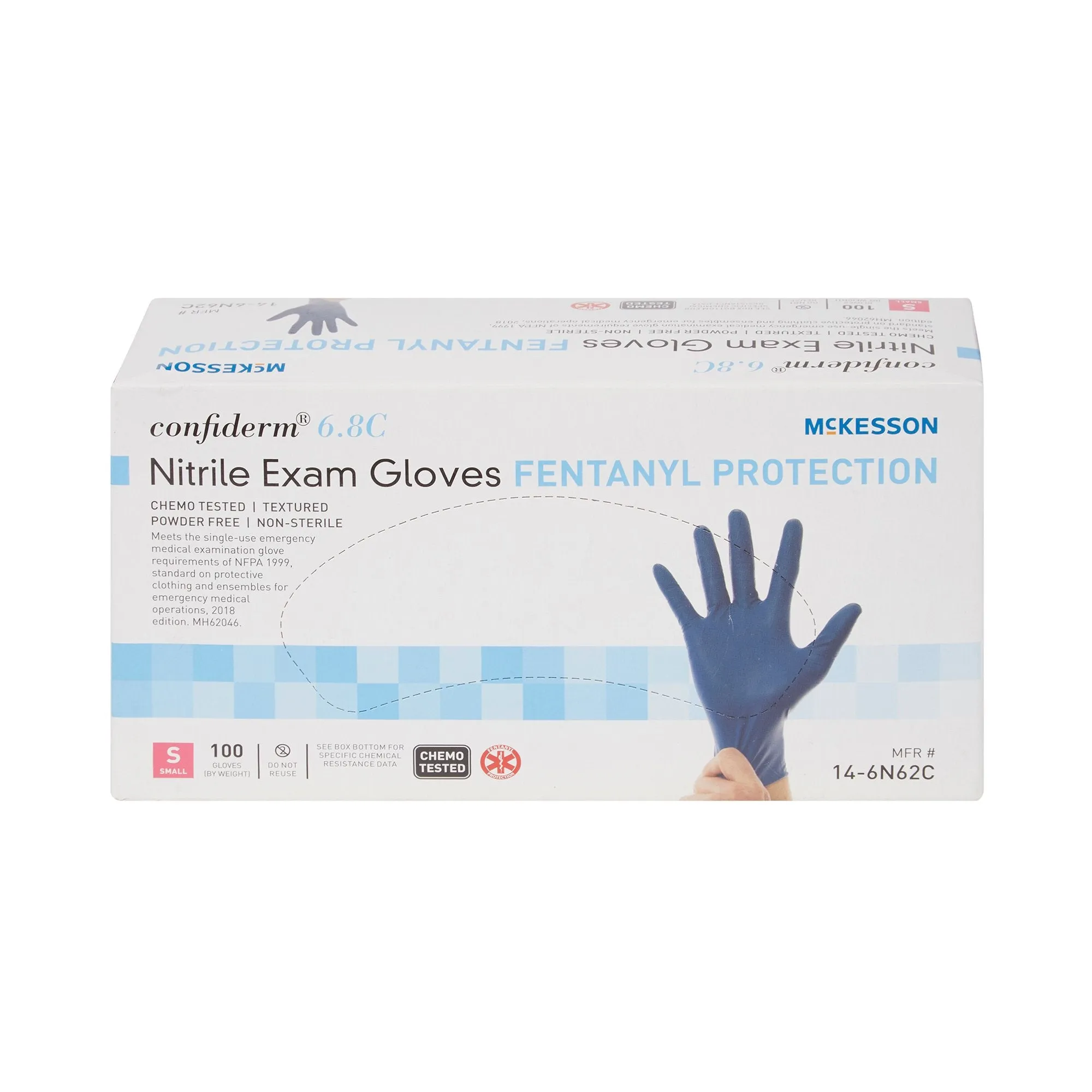 McKesson Confiderm® 6.8C Nitrile Exam Glove with Fentanyl Protection, Small, Blue