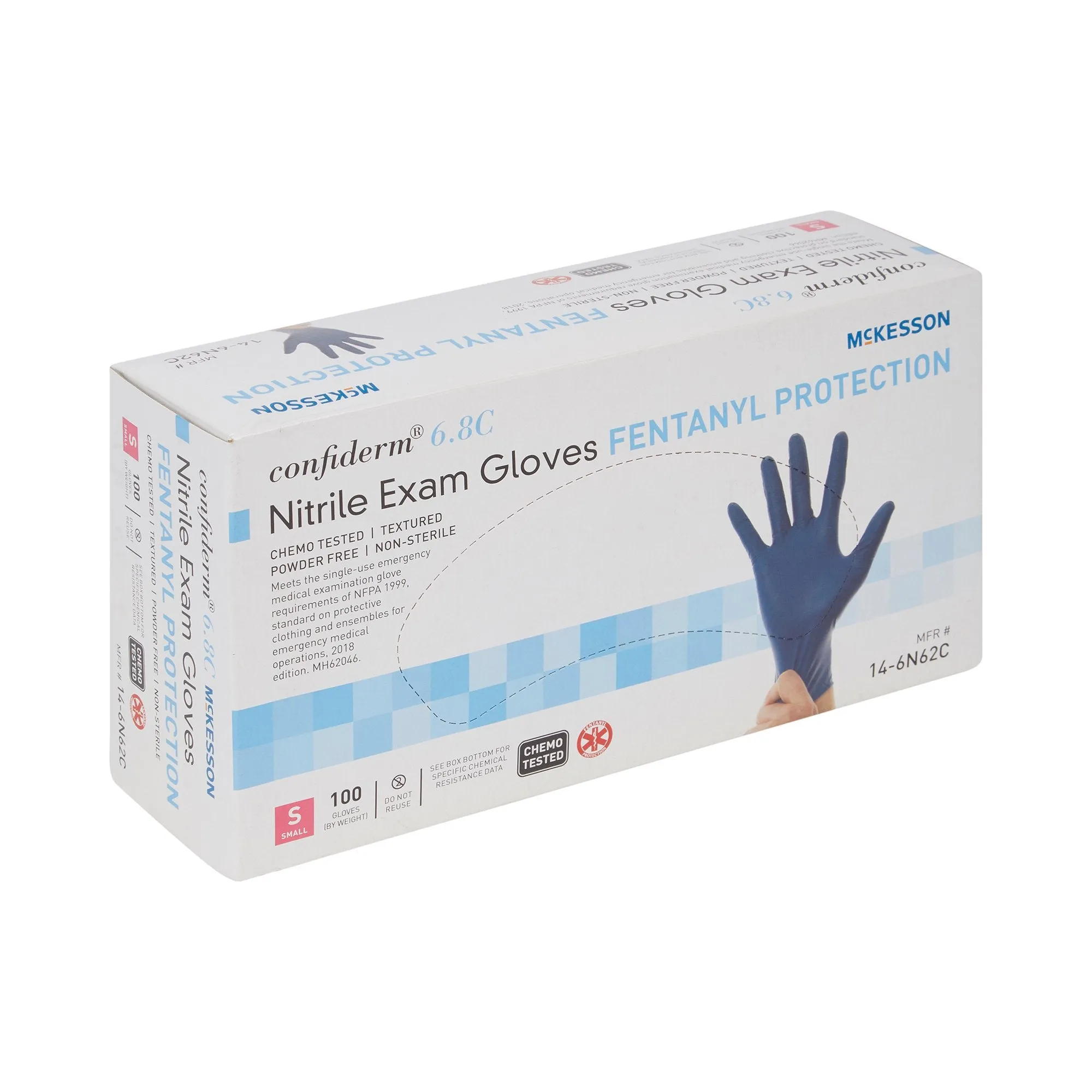 McKesson Confiderm® 6.8C Nitrile Exam Glove with Fentanyl Protection, Small, Blue