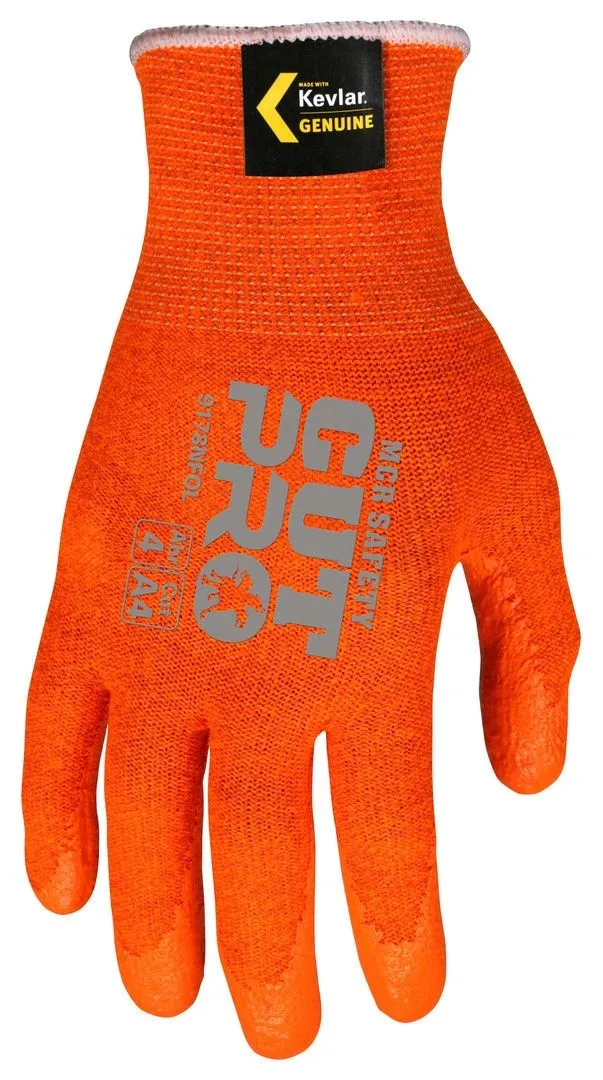 MCR Safety Cut Pro 9178NFO High Visibility Nitrile Foam Coated Cut Resistant Work Gloves, Hi-Vis Orange, 1 Pair