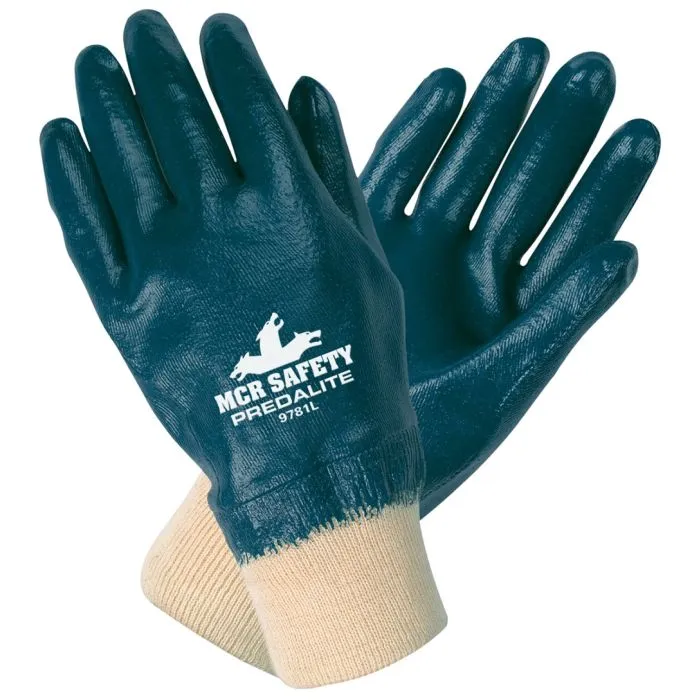 MCR Safety Predalite 9781S Fully Nitrile Coated Front And Back Work Gloves, Blue, Small, 1 Dozen