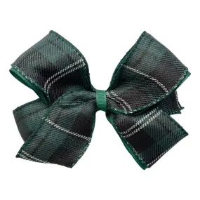 Medium Green & Black Plaid Hair Bow on Clippie