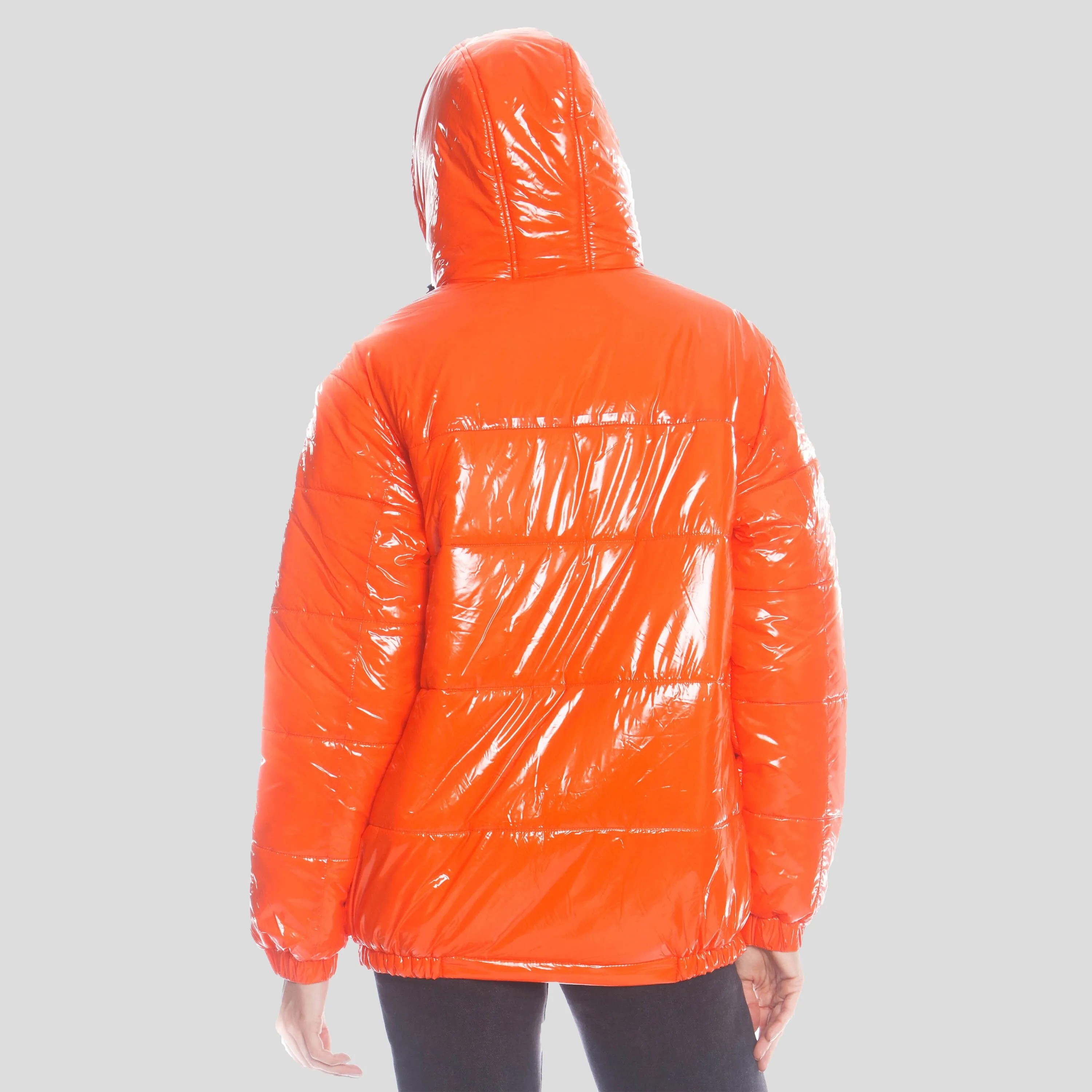 Members Only Women's Nickelodeon Shiny Collab Puffer Oversized Jacket