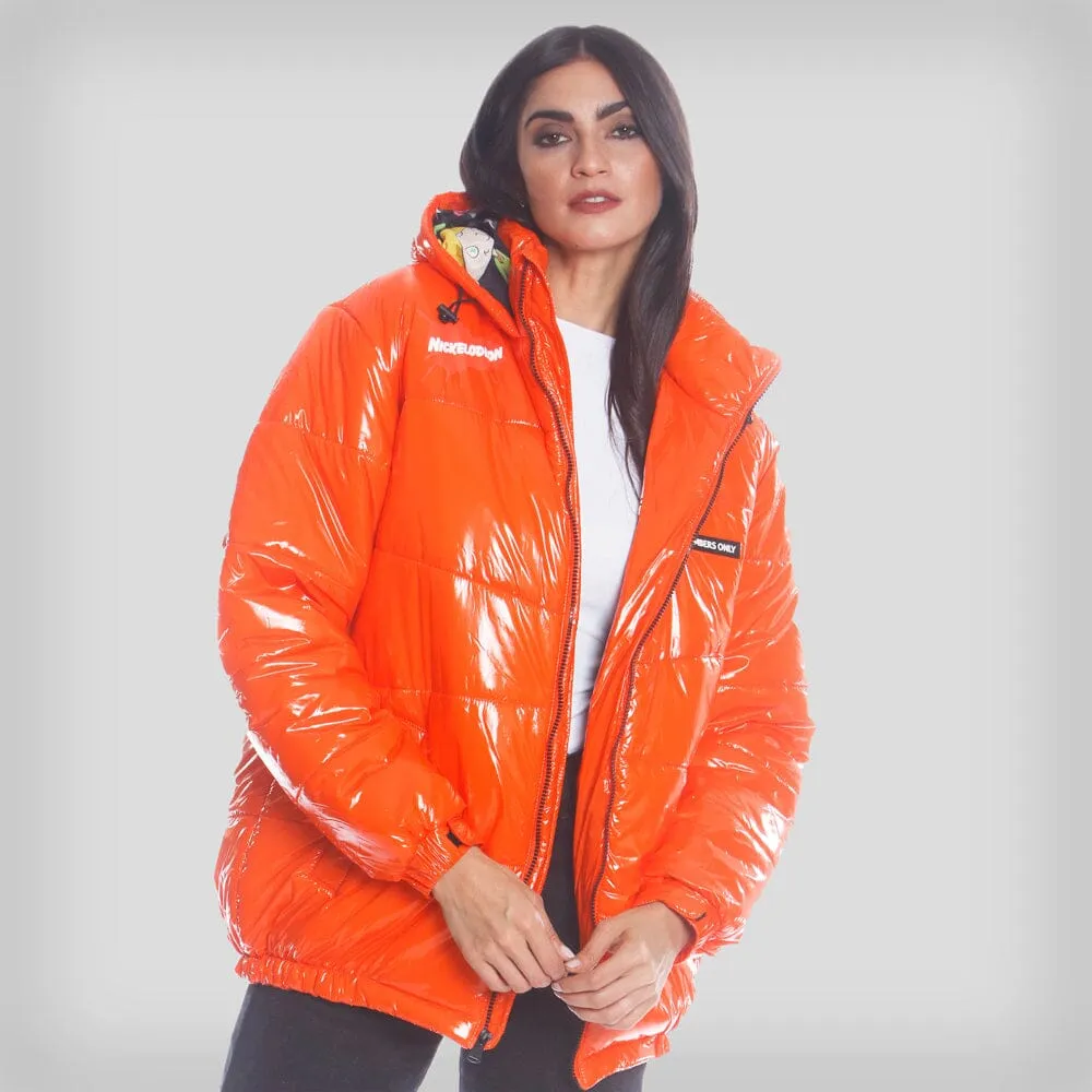 Members Only Women's Nickelodeon Shiny Collab Puffer Oversized Jacket