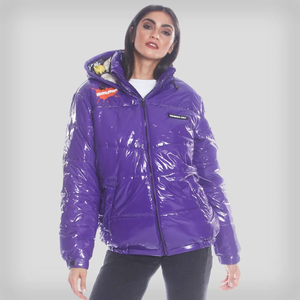 Members Only Women's Nickelodeon Shiny Collab Puffer Oversized Jacket