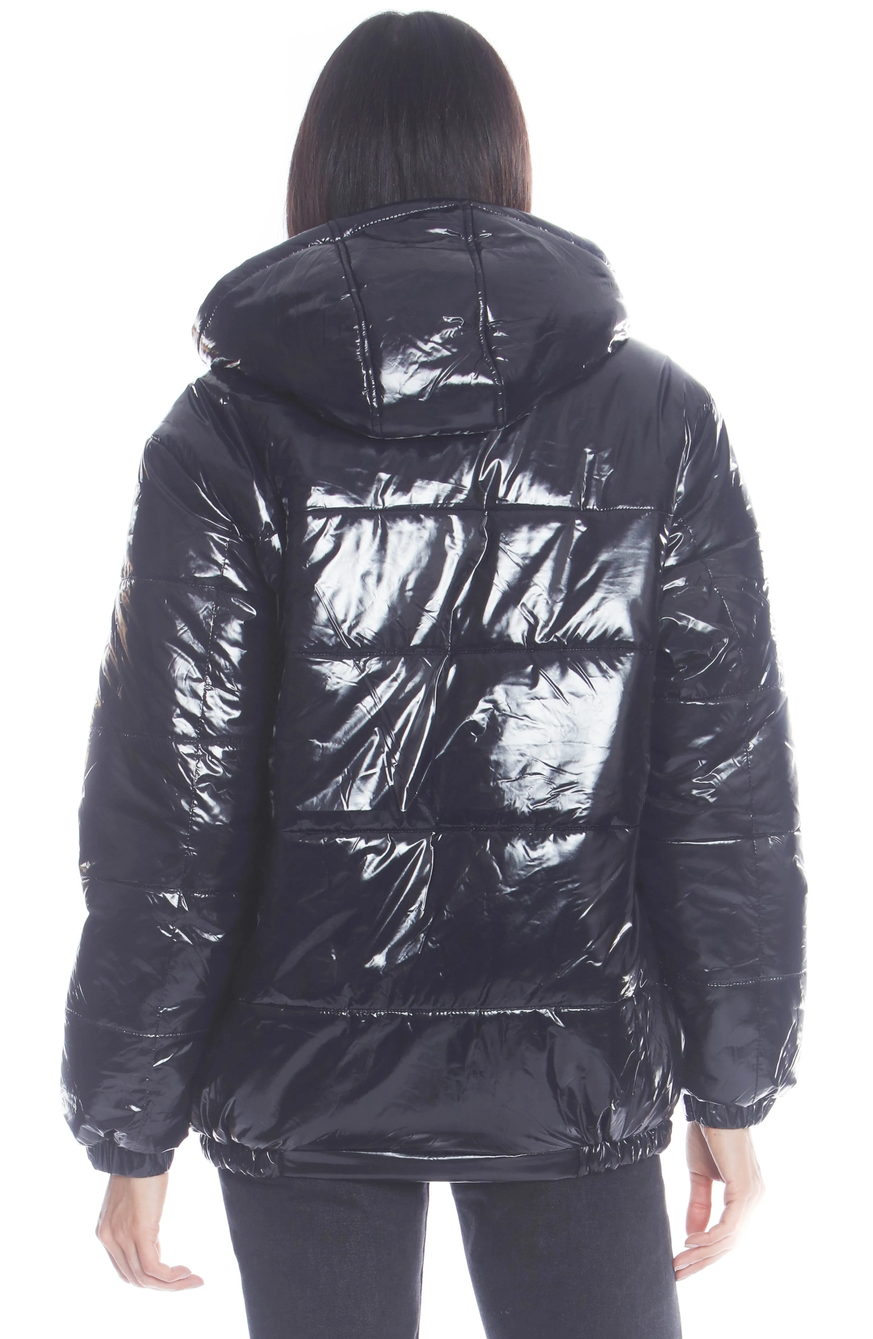 Members Only Women's Nickelodeon Shiny Collab Puffer Oversized Jacket