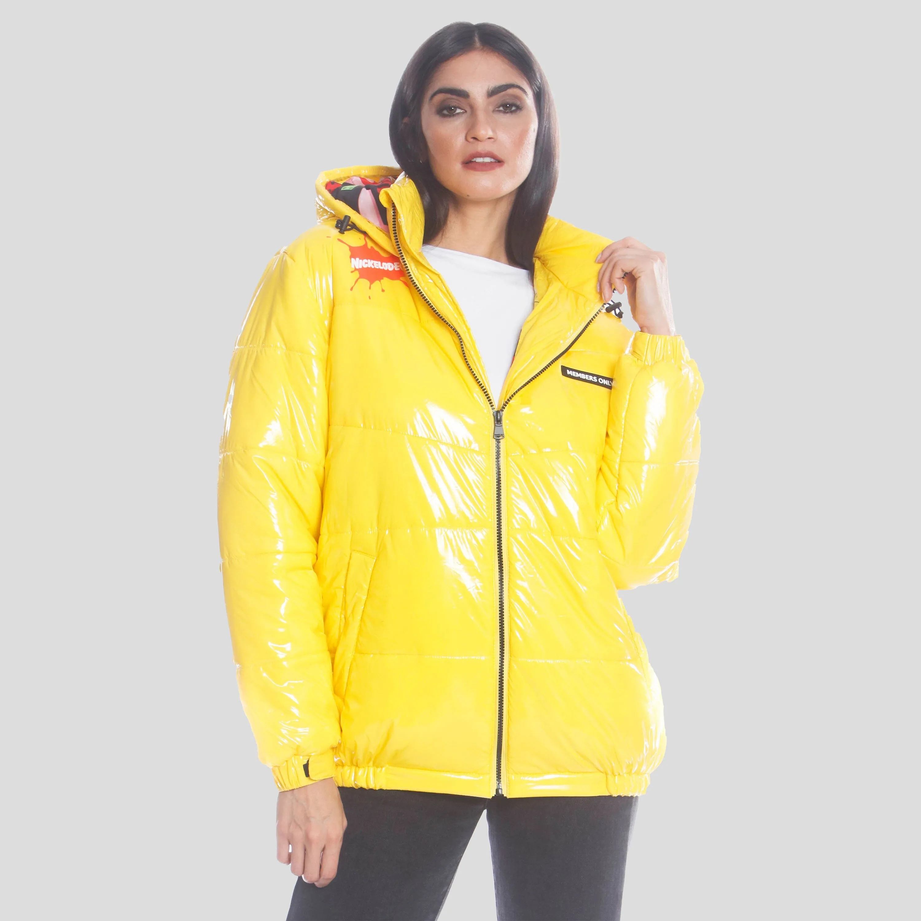 Members Only Women's Nickelodeon Shiny Collab Puffer Oversized Jacket