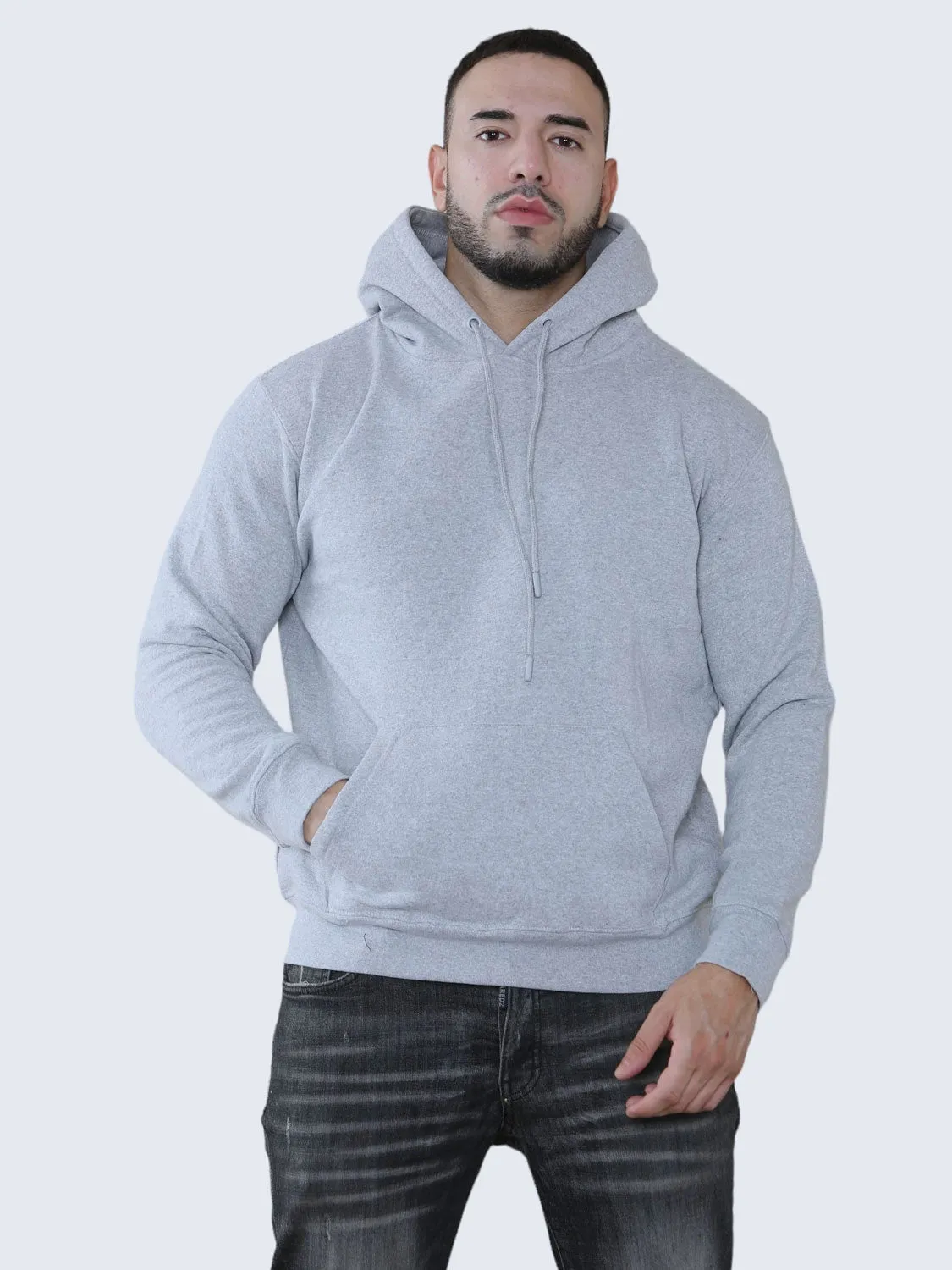 Men Plain Fleece Pullover Hoodie Sweatshirt Top