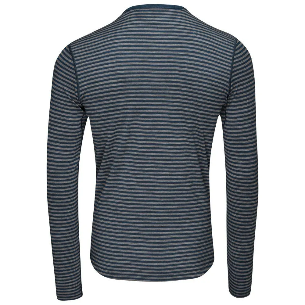 Mens Merino 180 Long Sleeve Crew (Mini Stripe Petrol/Charcoal)