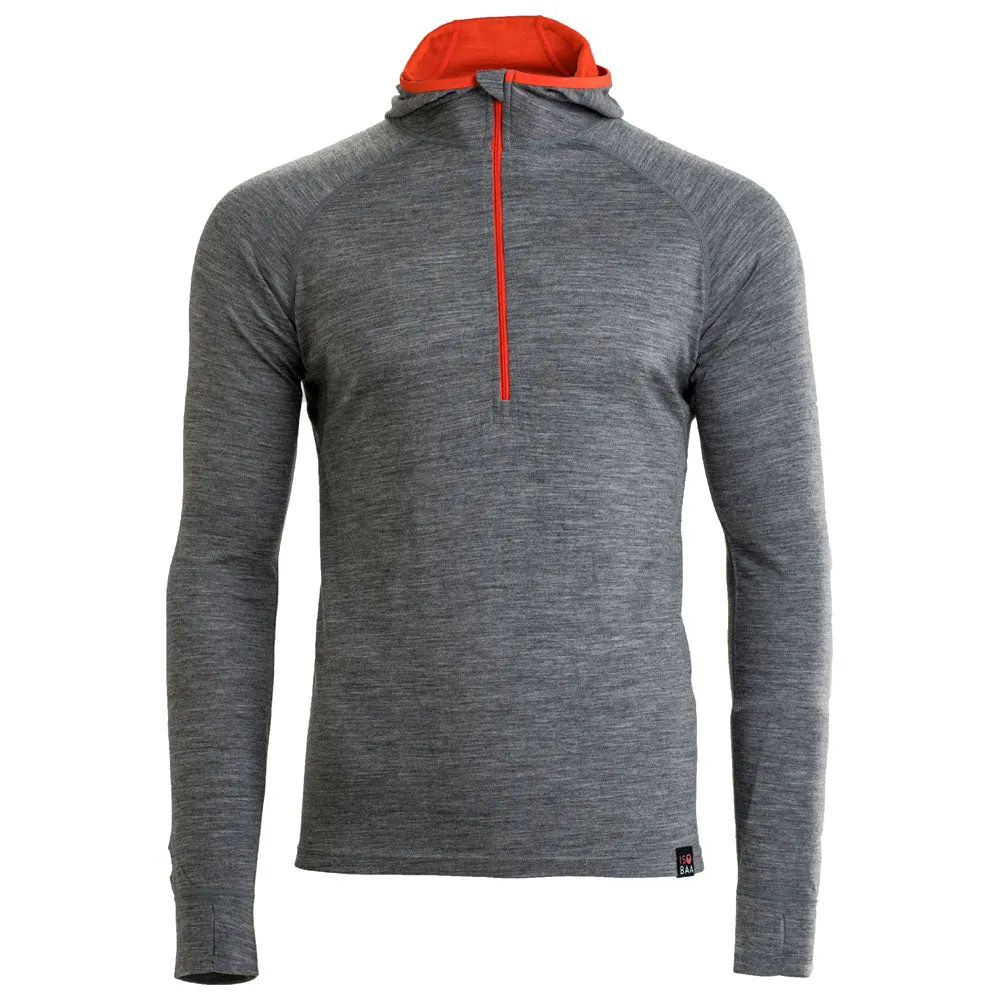 Mens Merino 200 Zip Neck Hoodie (Charcoal)