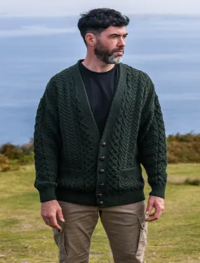 Men's Merino V-Neck Cardigan | Army Merino