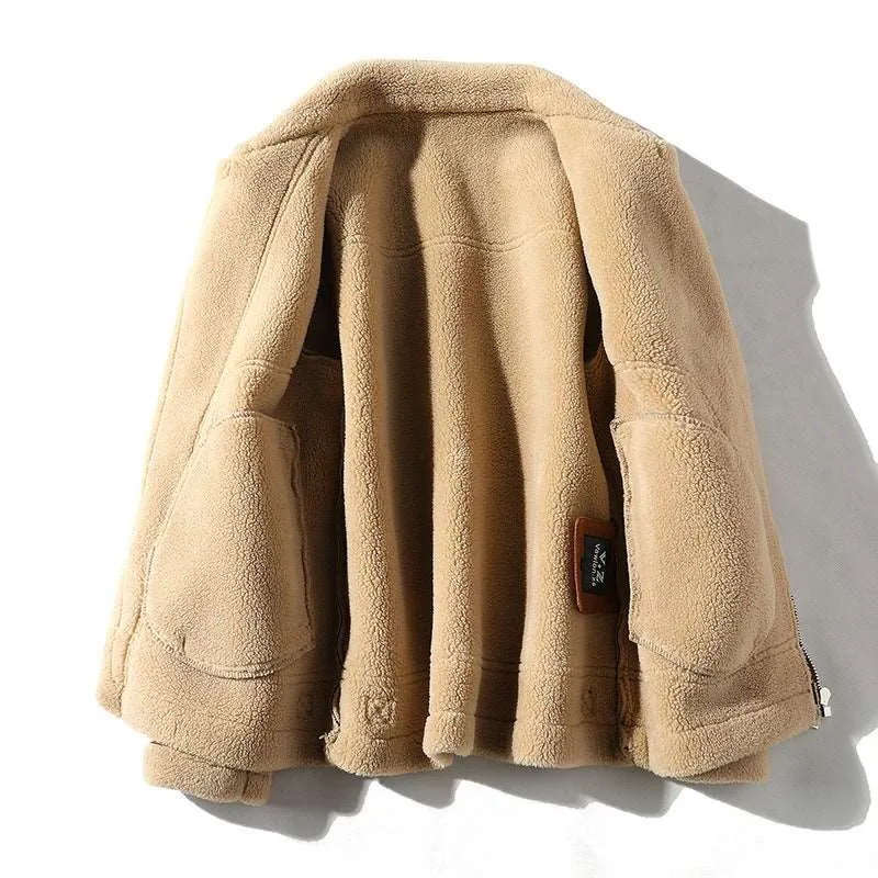 Men's Warm Fleece Lined PU Leather Coat