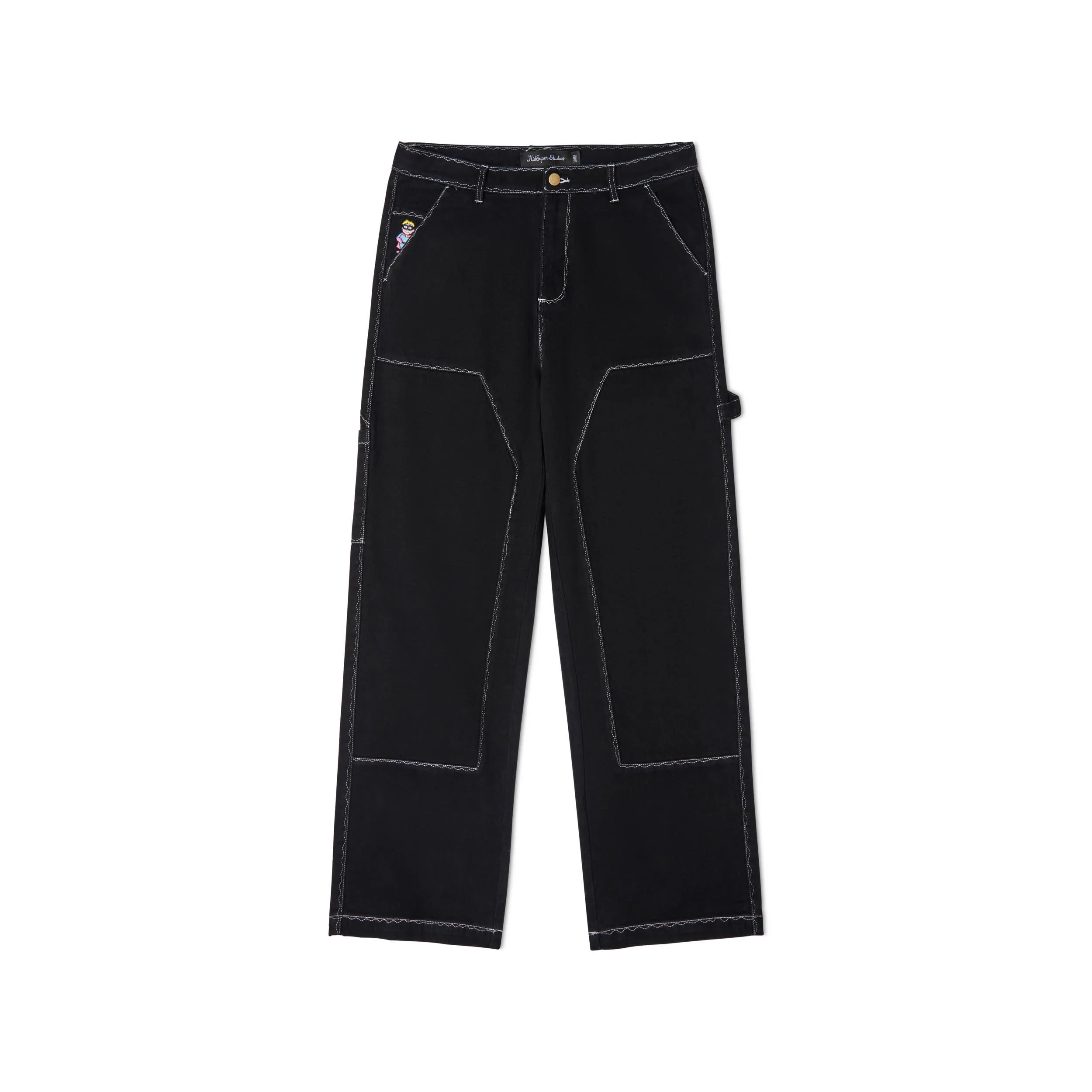 Messy Stitched Work Pants [Black]