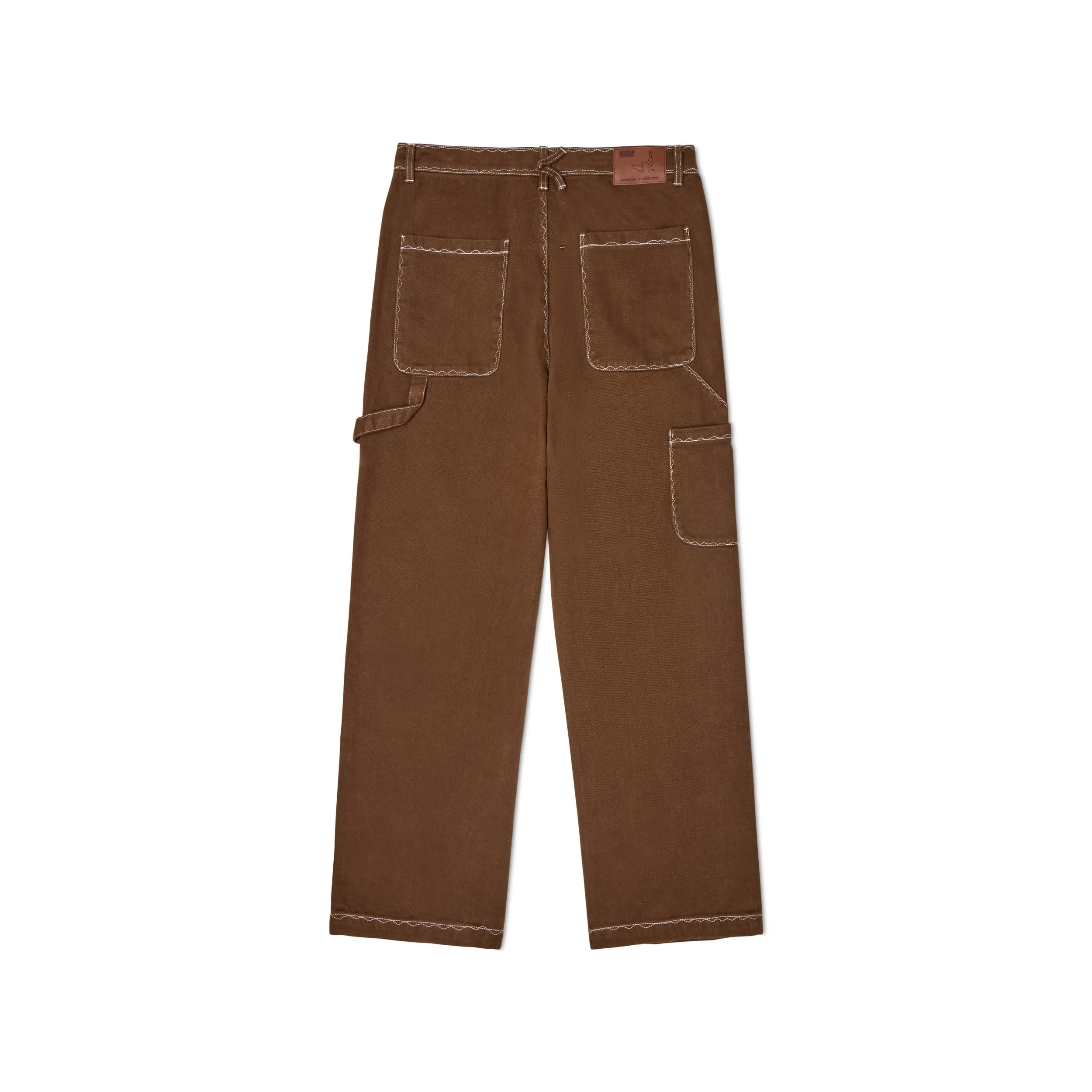 Messy stitched work pants [Brown]