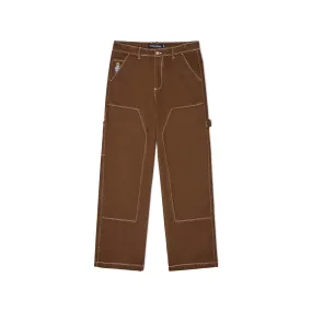 Messy stitched work pants [Brown]