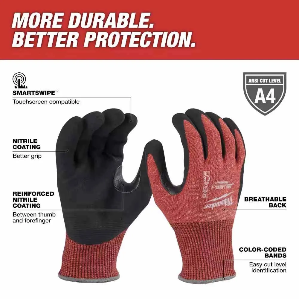 Milwaukee 48-22-8946 Cut Level 4 Nitrile Dipped Gloves - M