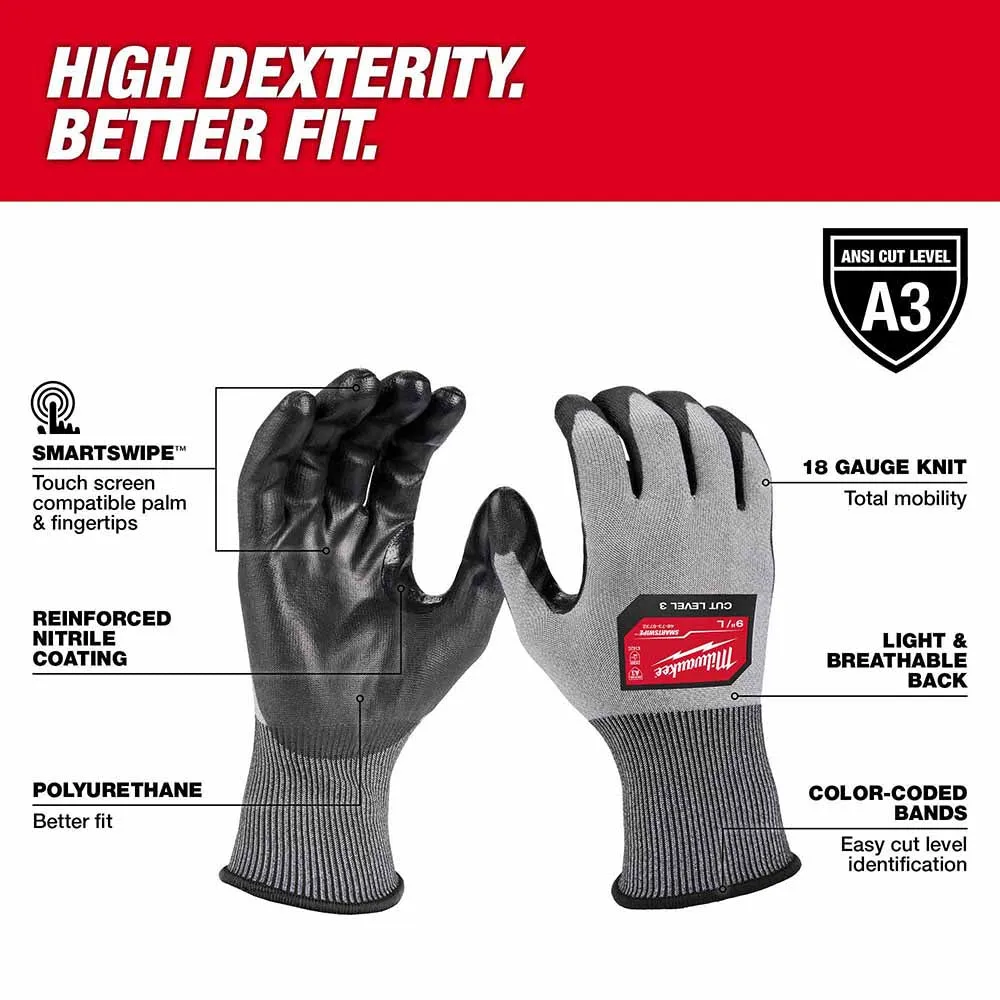 Milwaukee 48-73-8732 High Dexterity A3 Polyurethane Dipped Gloves - Large