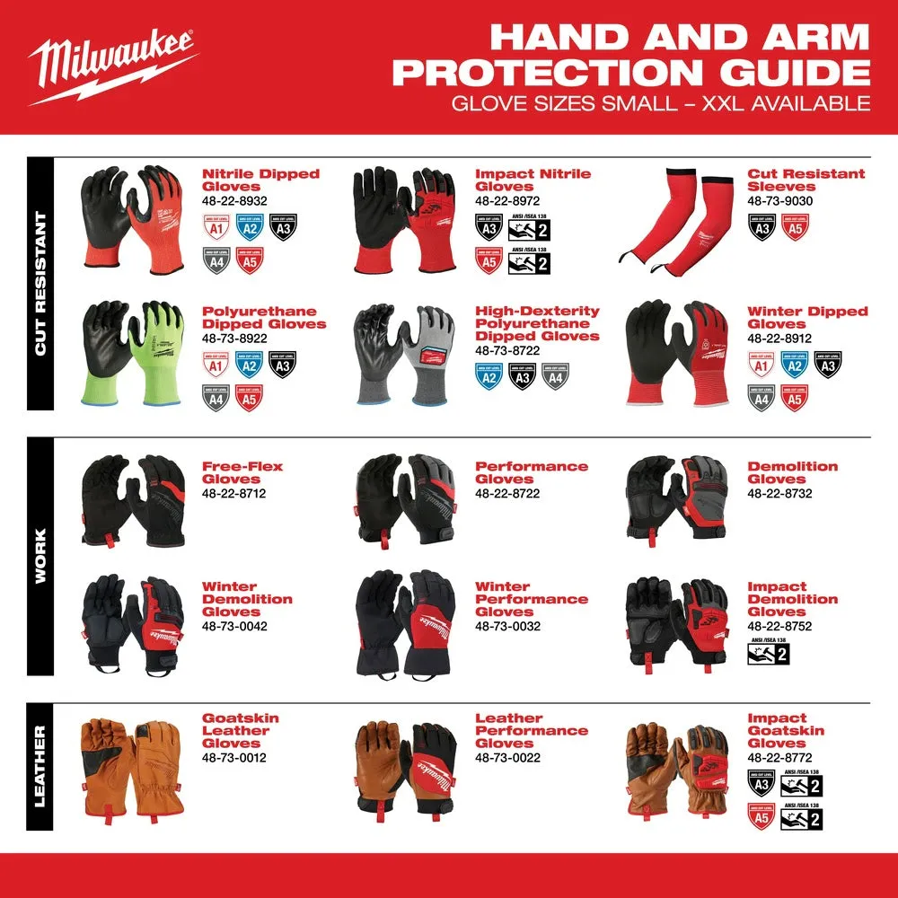 Milwaukee 48-73-8922 High Visibility Cut Level 2 Polyurethane Dipped Safety Gloves - Large