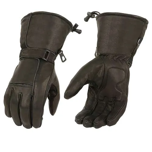 Milwaukee Leather Men's Black Soft Leather Gauntlet Motorcycle Hand