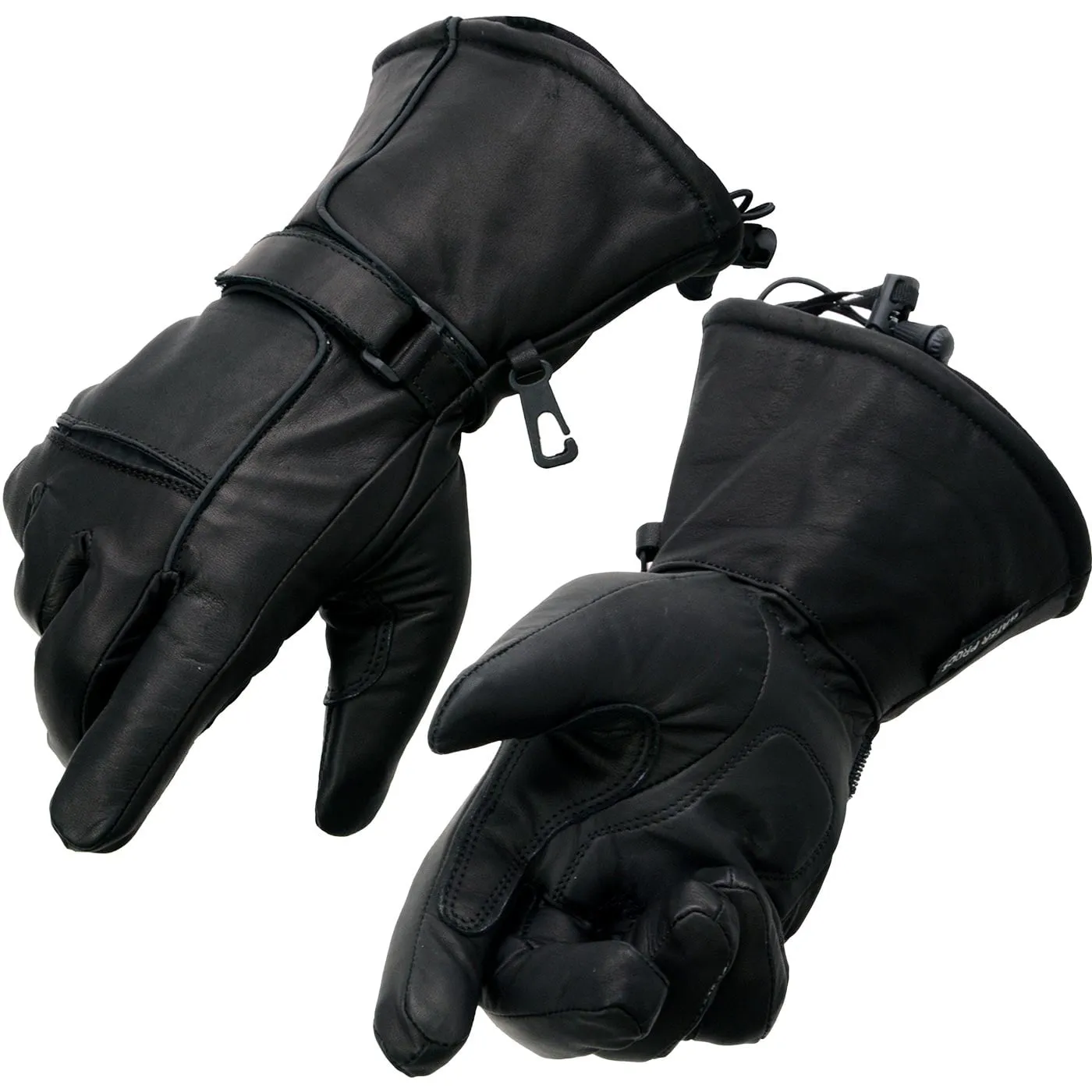 Milwaukee Leather Men's Black Soft Leather Gauntlet Motorcycle Hand