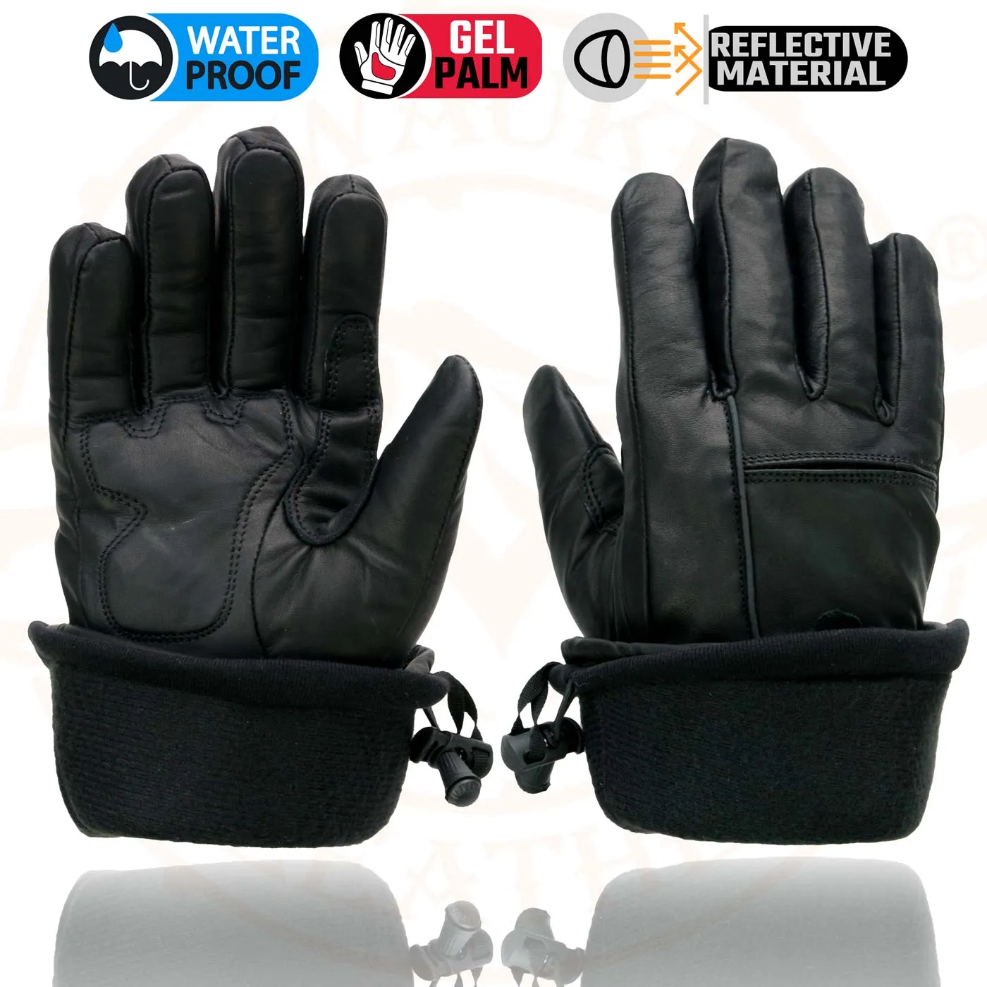 Milwaukee Leather Men's Black Soft Leather Gauntlet Motorcycle Hand